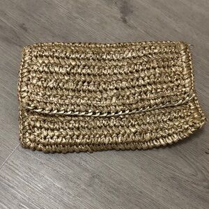 Gold Woven Clutch Bag